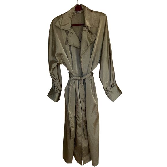 Mycra Pac Designer Wear Womens Trench Rain Coat One Size Gold Belted Pockets - Picture 15 of 16